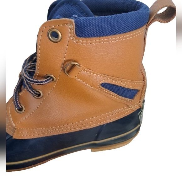 SPORTO Duck boots short booties winter slush rain all weather tan blue worn M 7 - Picture 6 of 11